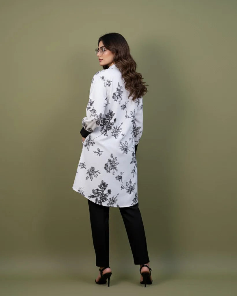 1 Piece Printed  Cotton Stitched Shirt