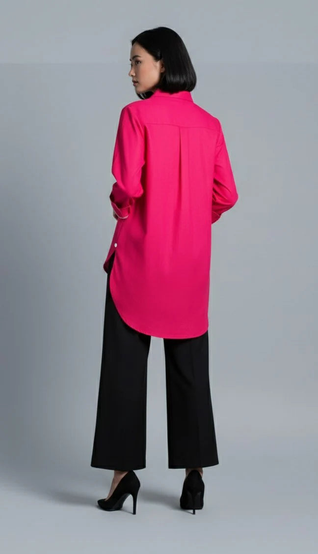 Elegant Cotton Red Stitched Shirt 1 Piece