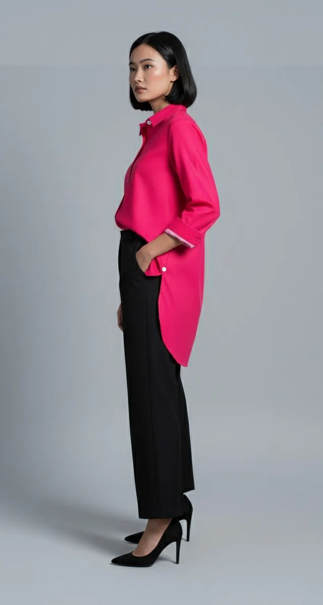 Elegant Cotton Red Stitched Shirt 1 Piece