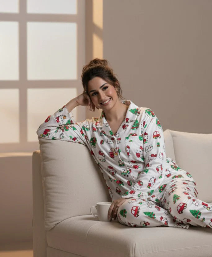 2 Piece PJ Suit- Cotton Comfy Flannel ( Shirt + Trouser)
