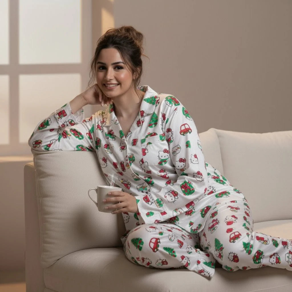 2 Piece PJ Suit- Cotton Comfy Flannel ( Shirt + Trouser)