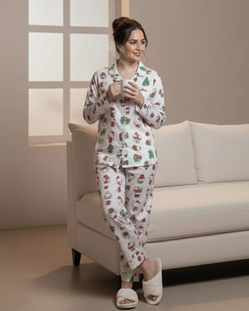 2 Piece PJ Suit- Cotton Comfy Flannel ( Shirt + Trouser)