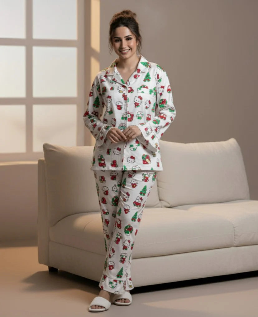 2 Piece PJ Suit- Cotton Comfy Flannel ( Shirt + Trouser)