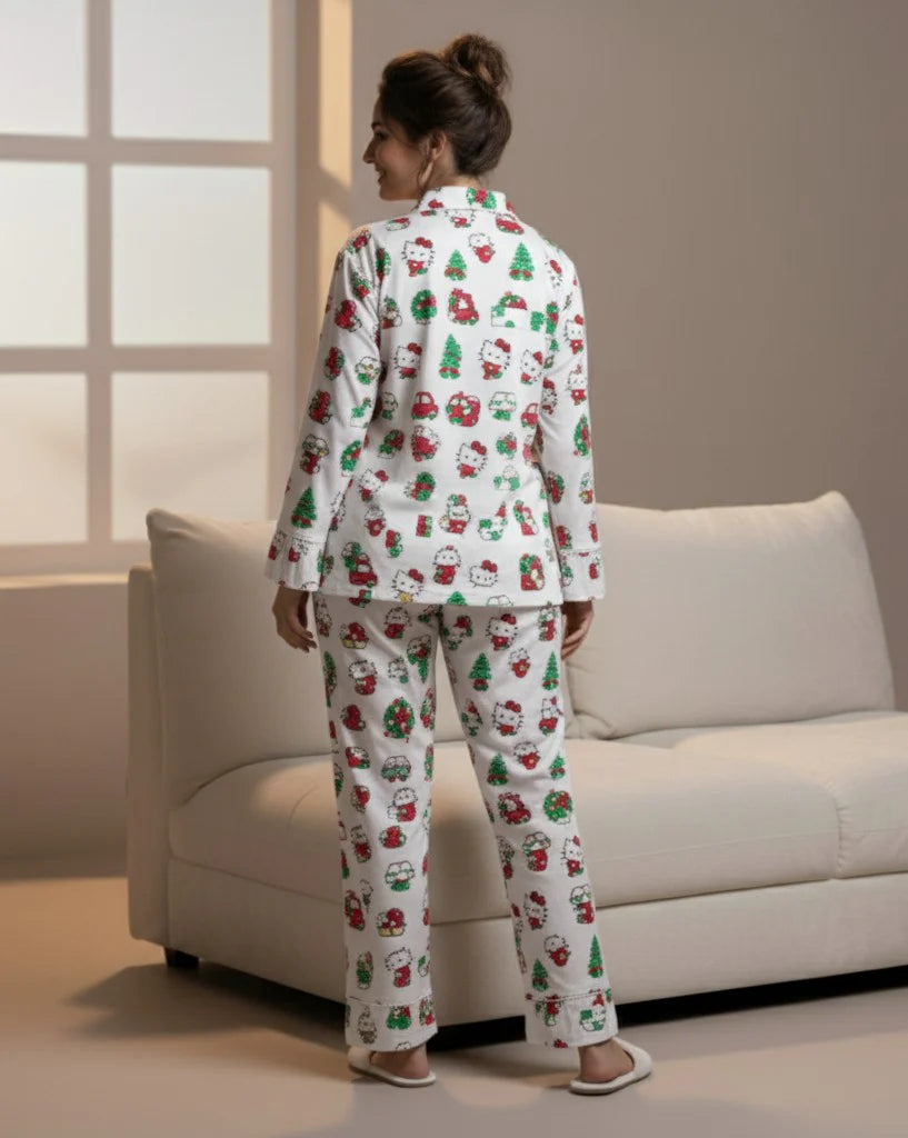 2 Piece PJ Suit- Cotton Comfy Flannel ( Shirt + Trouser)