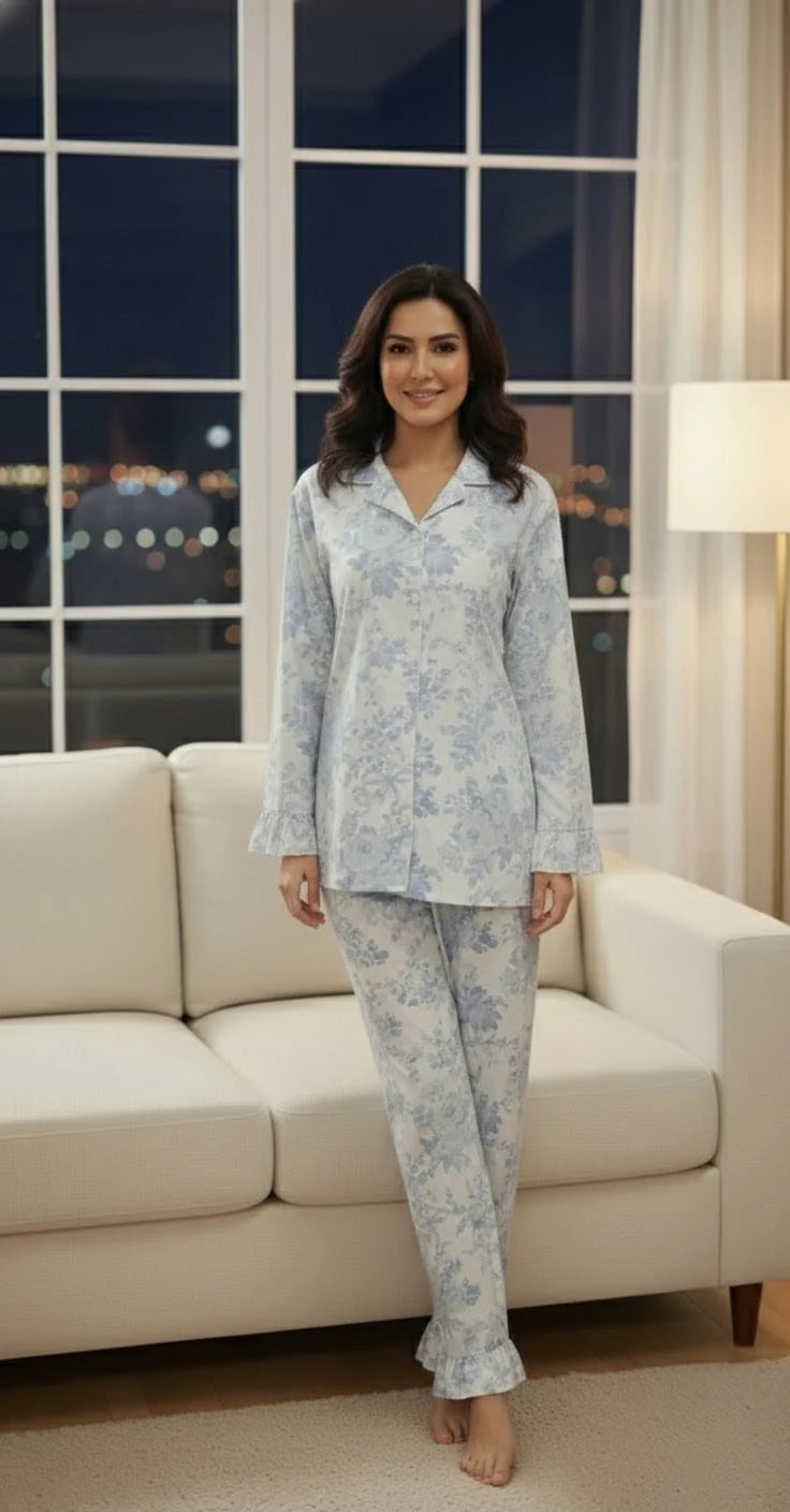 2 Piece PJ Suit- Cotton Comfy Flannel ( Shirt + Trouser)