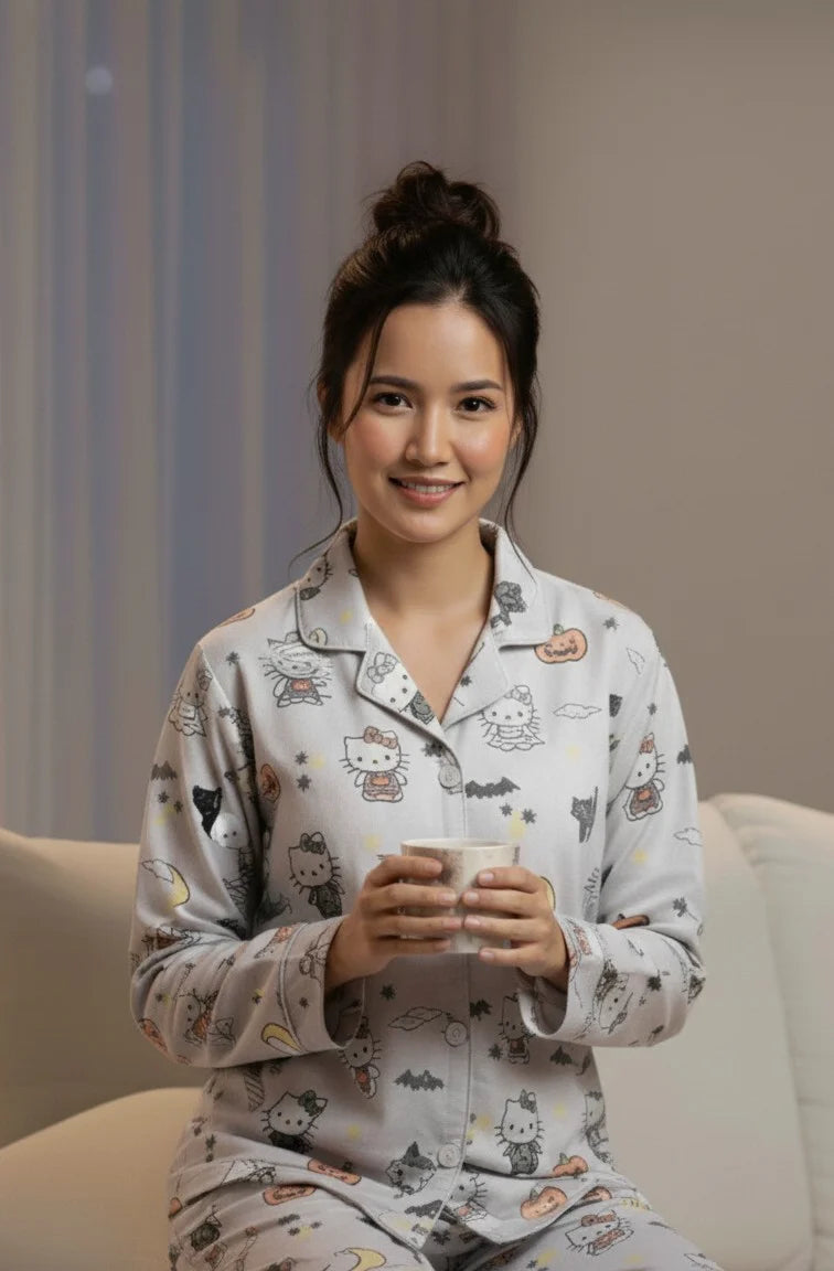 2 Piece PJ Suit- Cotton Glow in Dark ( Shirt + Trouser)