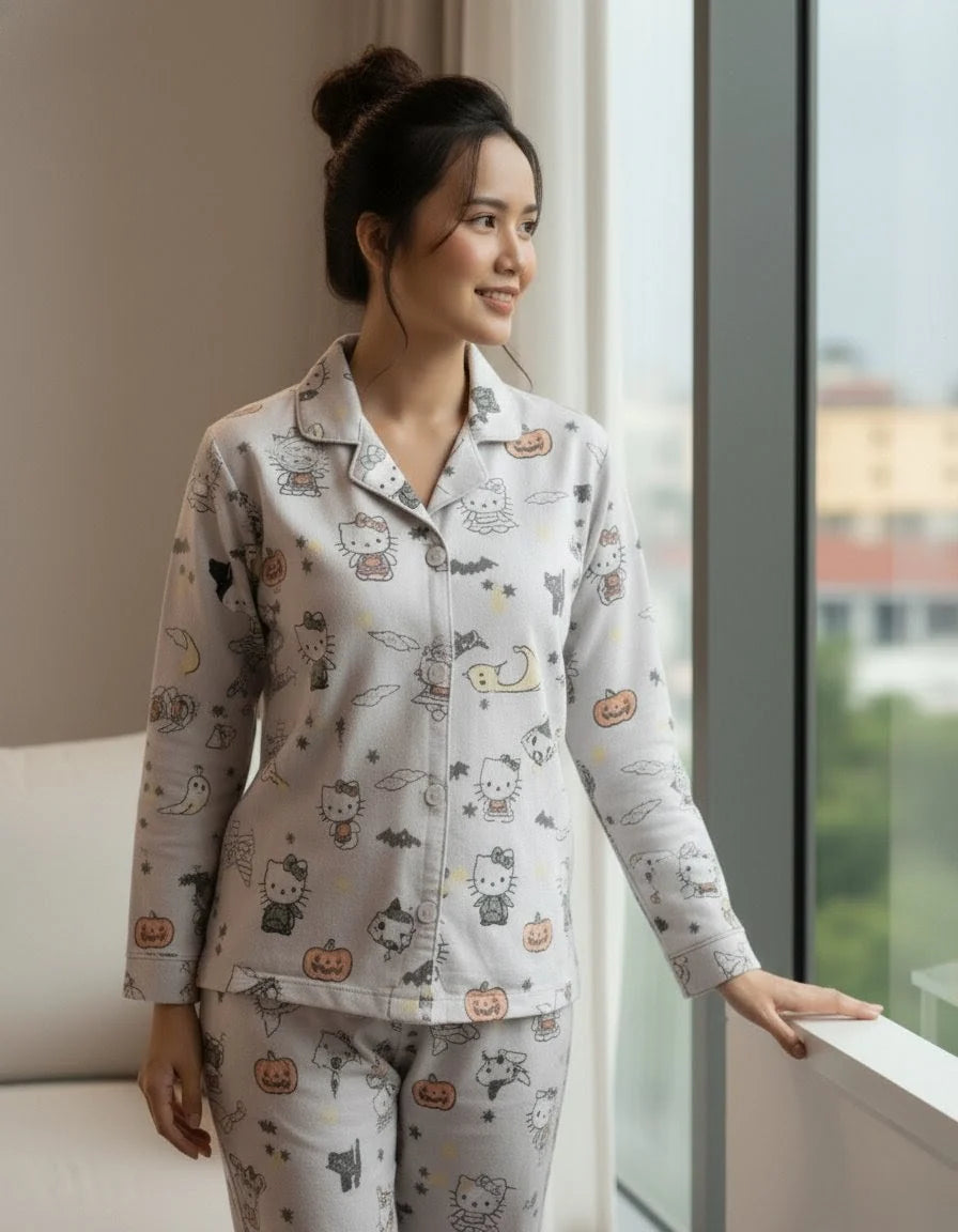 2 Piece PJ Suit- Cotton Glow in Dark ( Shirt + Trouser)
