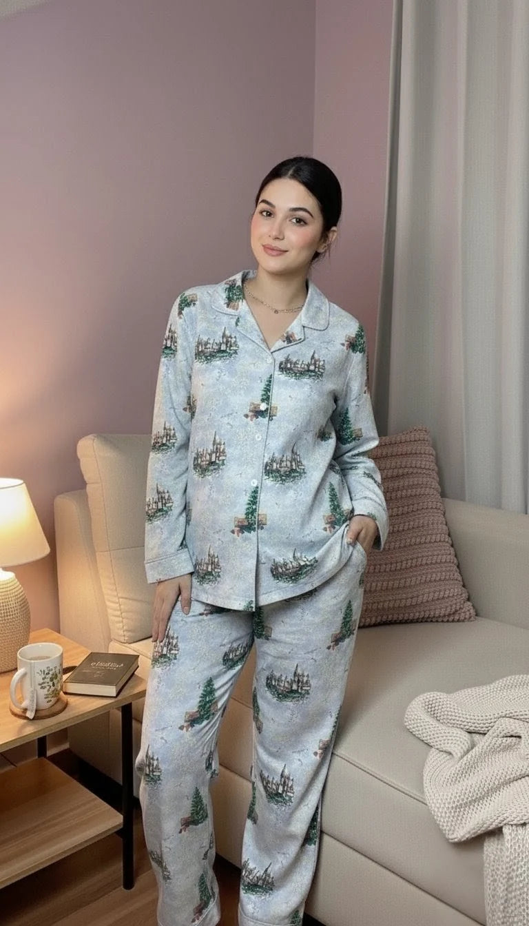 Women Pajama Suit – Castle & Nature Print
