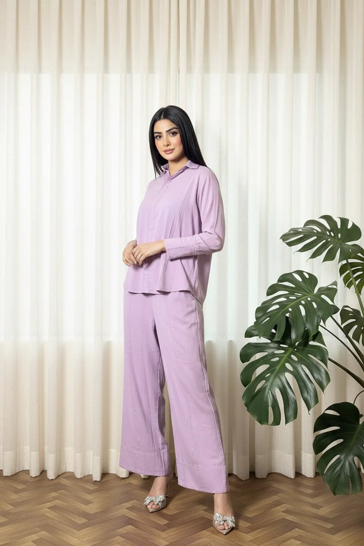 Garment Dyed Cotton Lavender Co-Ord Set - Urban Cut