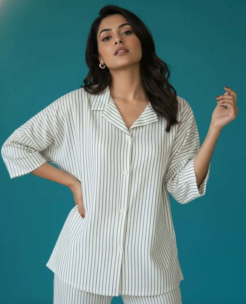 Women'S Striped Cotton Co-Ord Set | Casual 2-Piece Outfit - Urban Cut