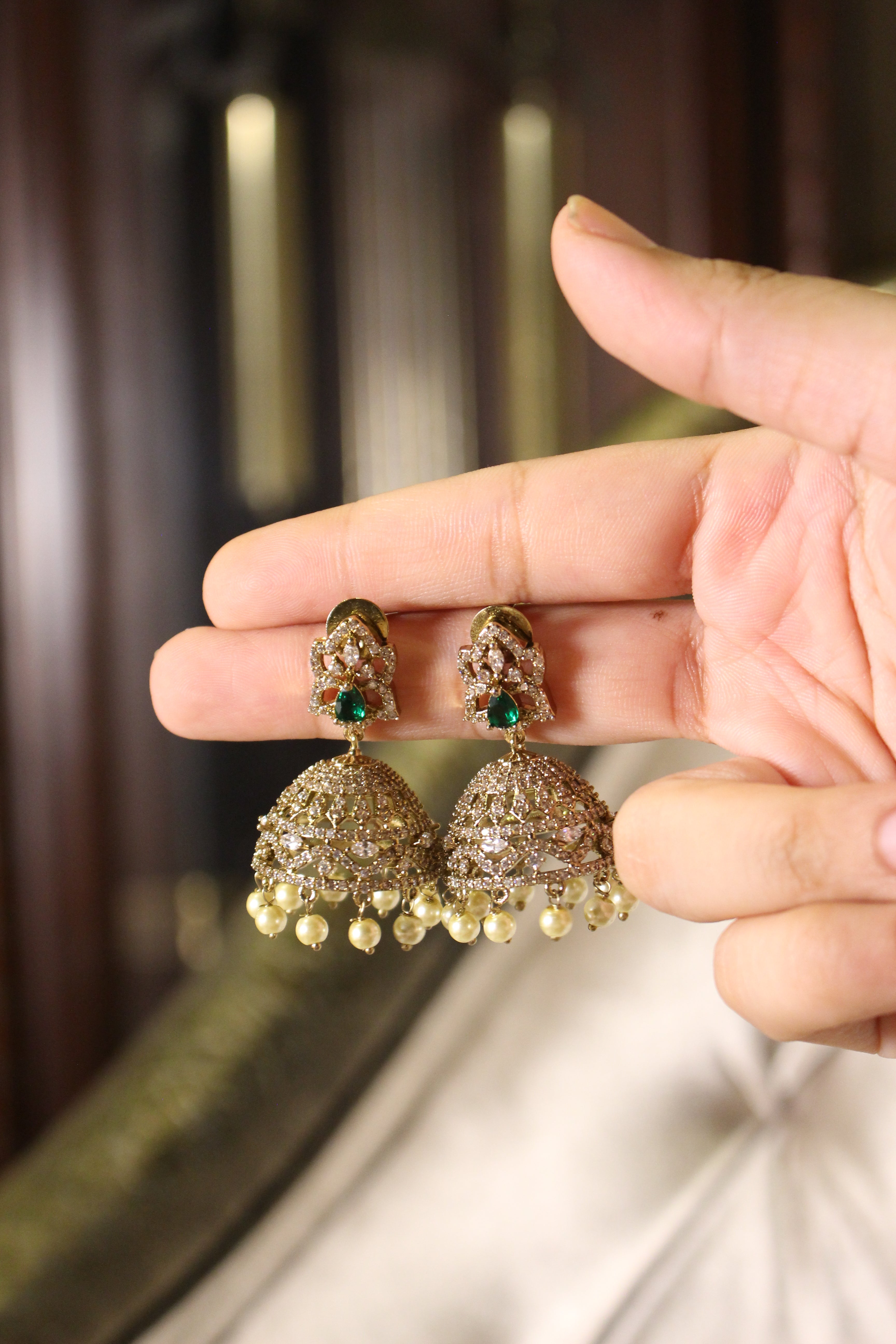Diamond Style Jhumki Short - Aloro Jewels