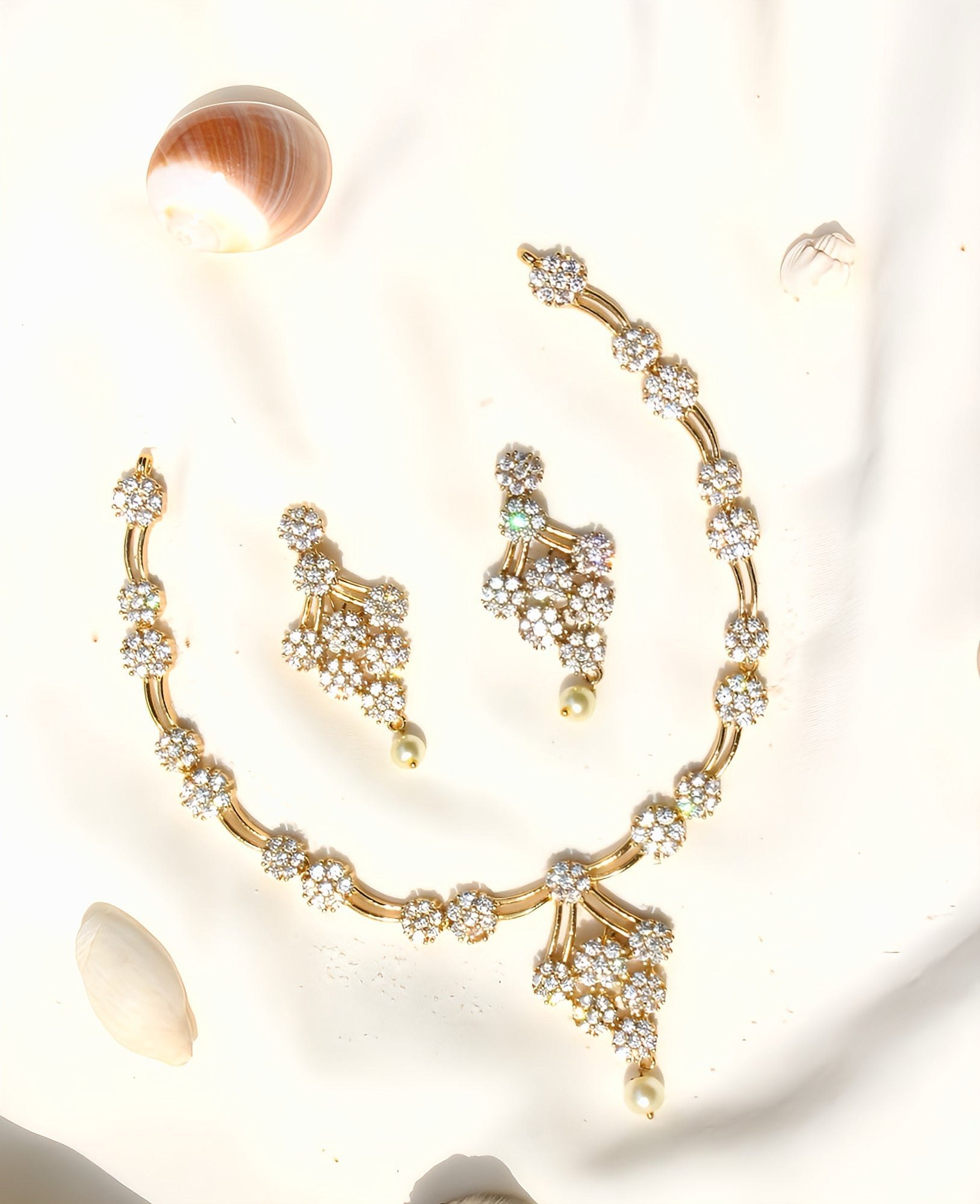 Gold Plated Statement Diamond Necklace - Aloro Jewels