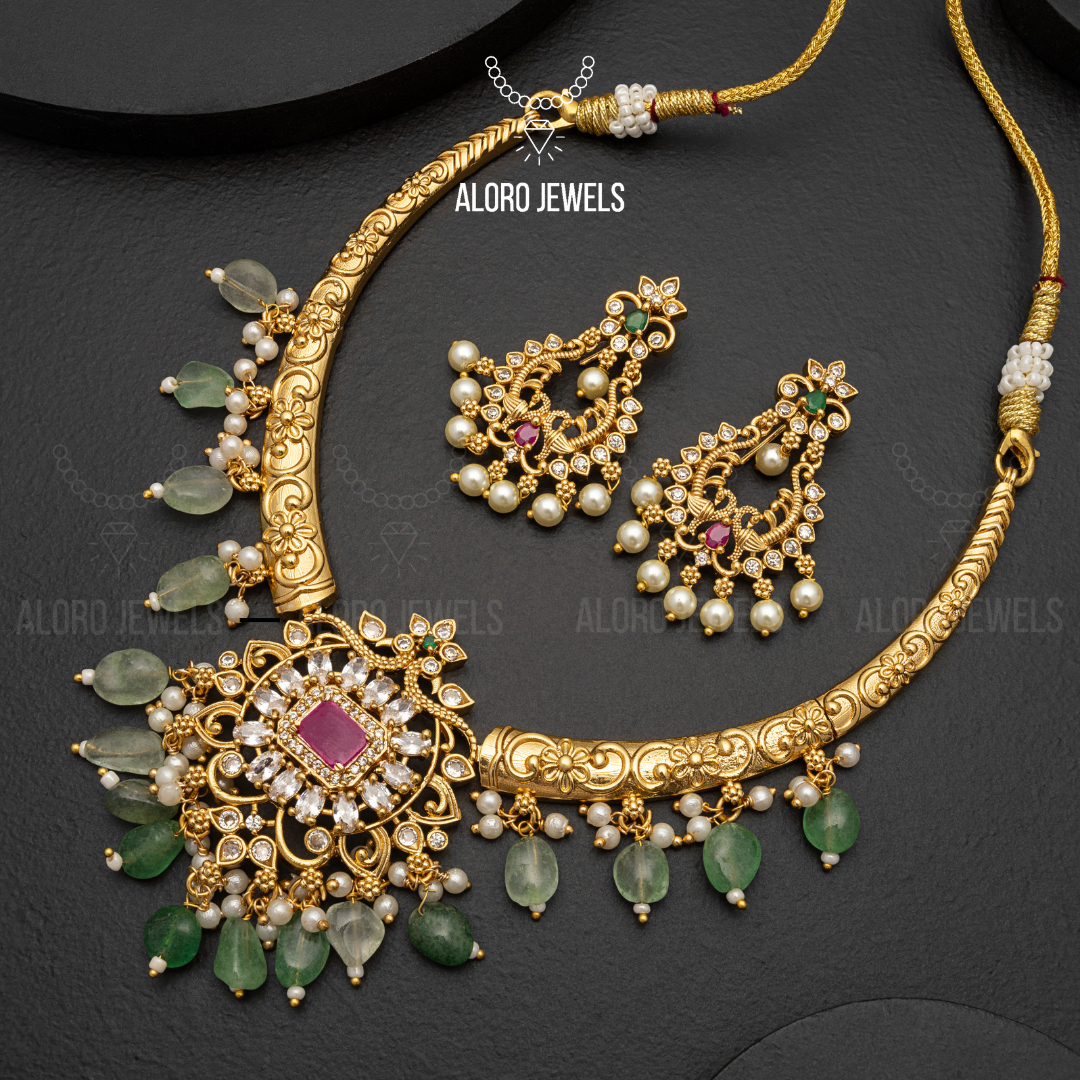 Gold Plated Hasli Necklace - Aloro Jewels