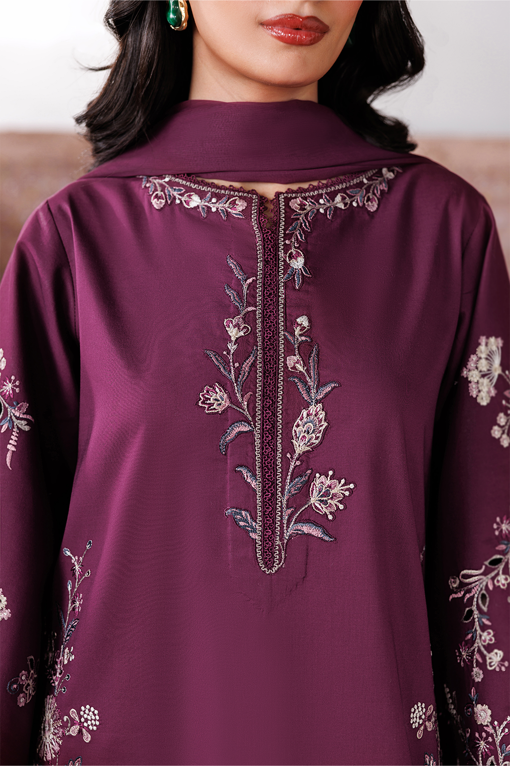 Plum 3Piece Stitched - Tawakal Closet
