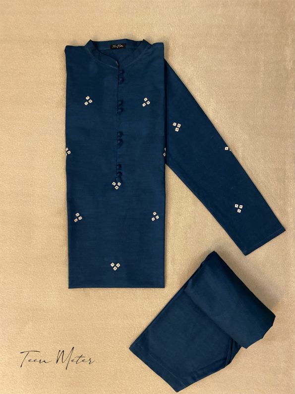 Blue 2pc "Embroidered Khadder” - Teen Meter