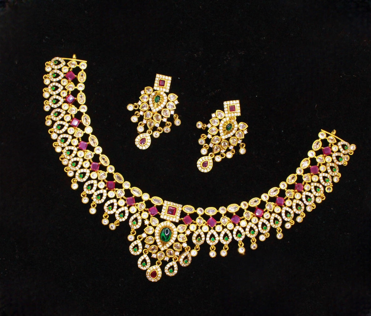 Bridal Necklace With Diamonds And Rubies - Aloro Jewels