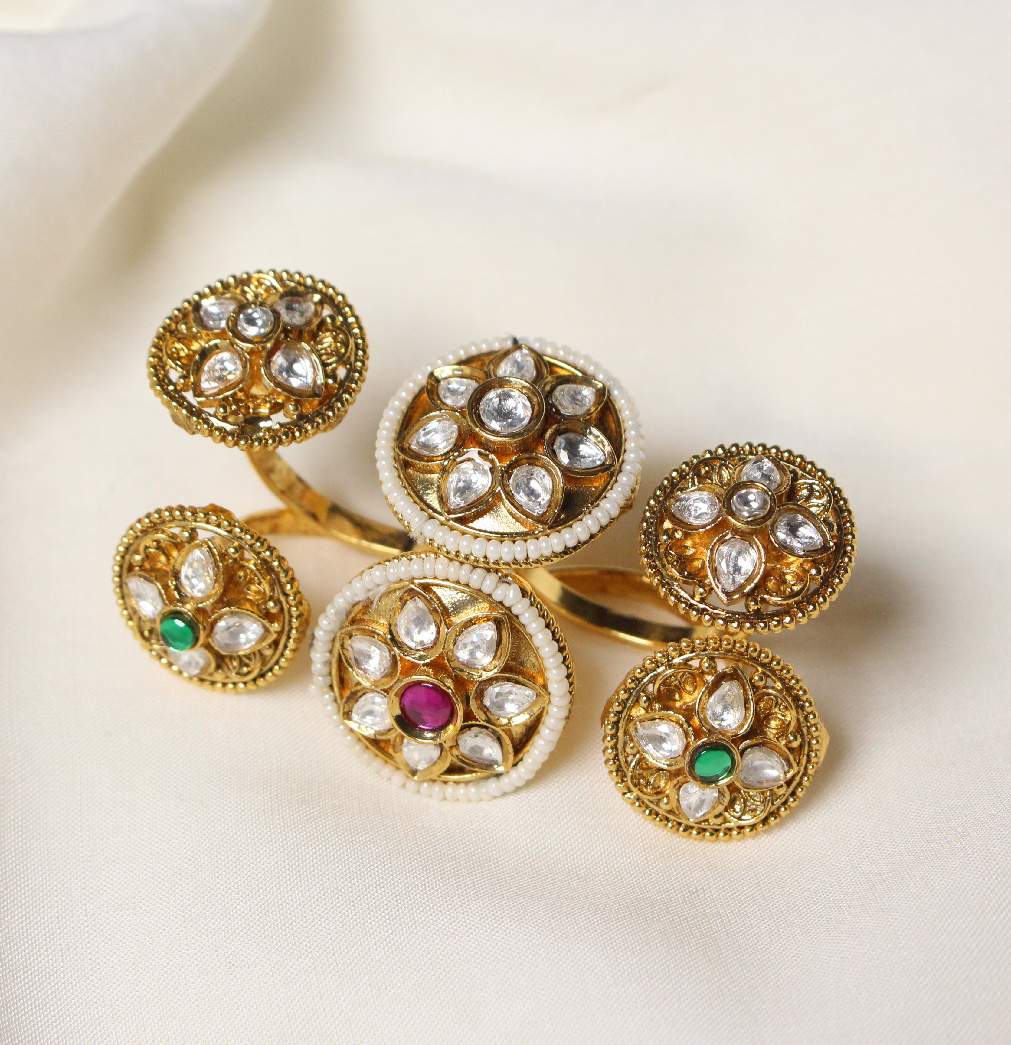 Rajwadi Floral Ring - Aloro Jewels