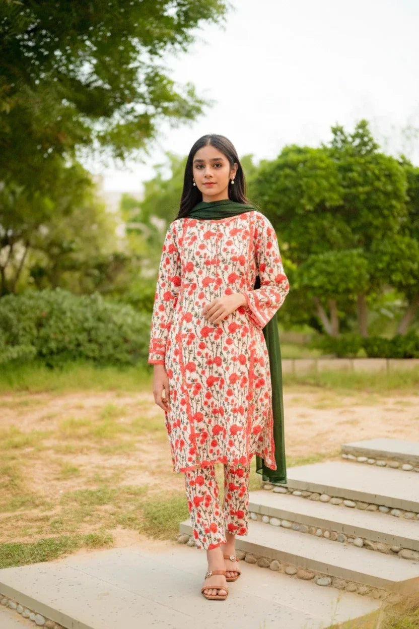 Floral Digital Print 2 Piece Lawn - Shadeforteen