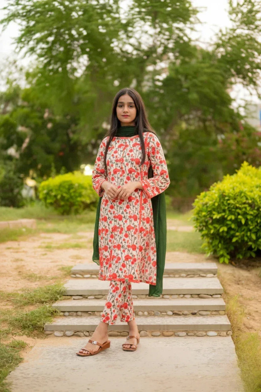 Floral Digital Print 2 Piece Lawn - Shadeforteen
