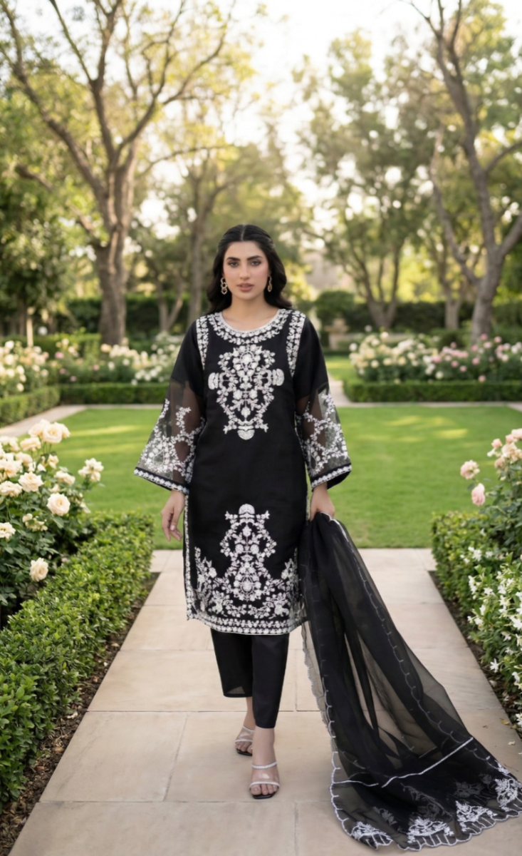 Shab-e-Noor - Stitched 3 Pcs - Kala Jora