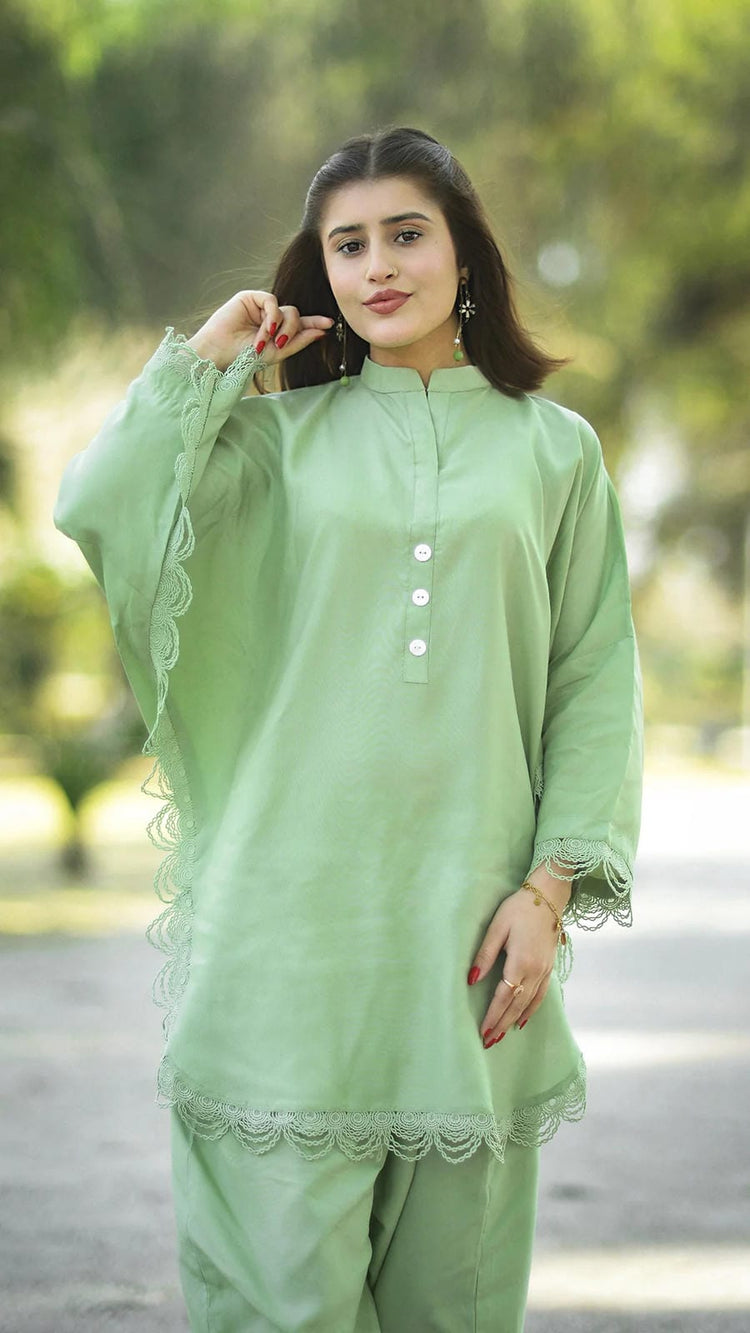 2 Piece Cotton Embellished  Co- Ord Set - Urban Cut