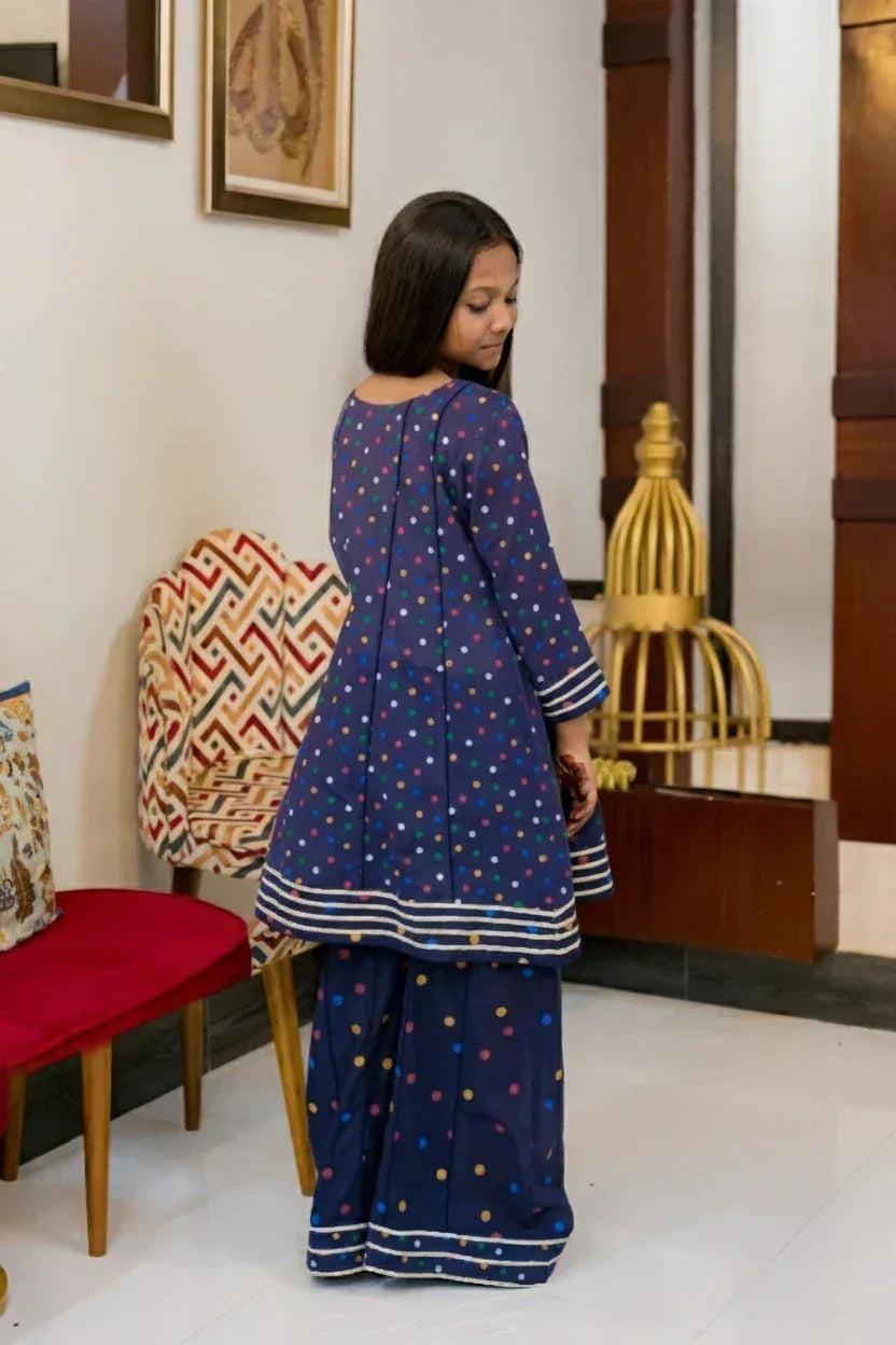 Indigo With Multi Color Polka Dot - Shadeforteen
