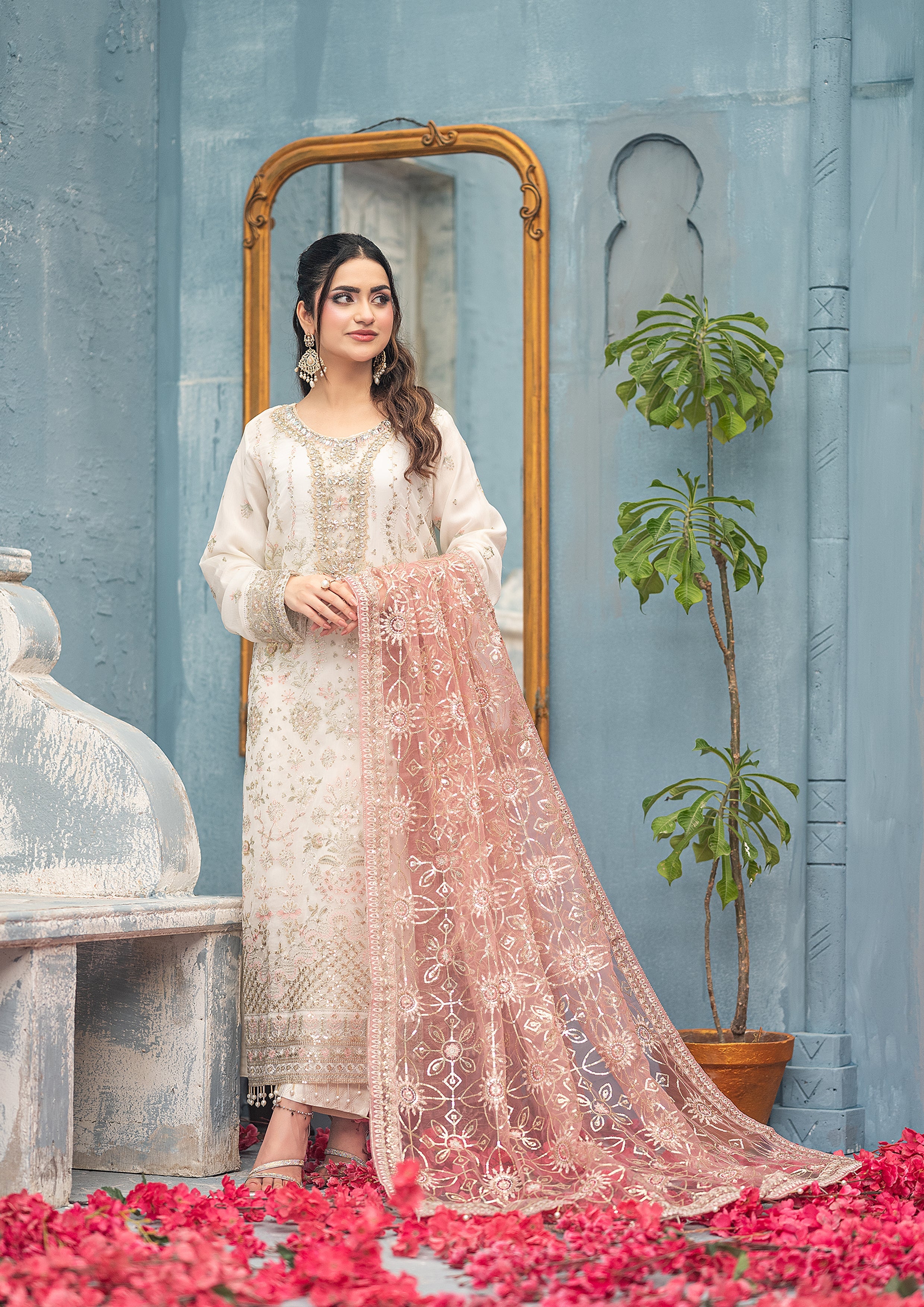 La-Amalia BN-1059 - 3 Piece Semi-Stitched Fancy Heavy Embroidered - Bint-e-Noor