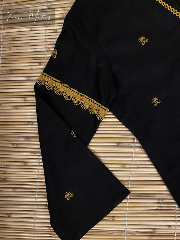 Black 3pc Embroidered Lawn - Teen Meter