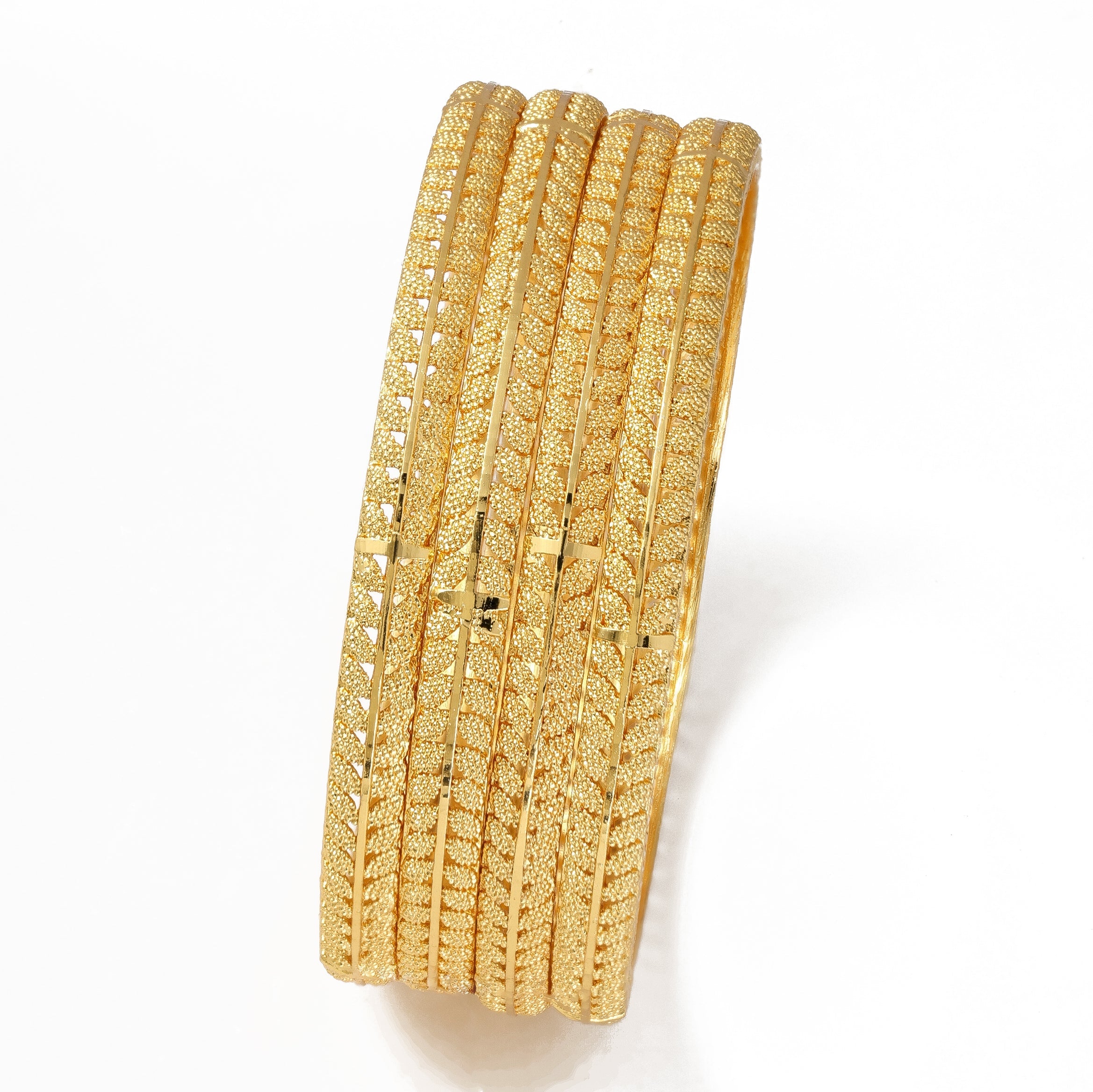 4 Pcs Gold Plated Bangles - Aloro Jewels