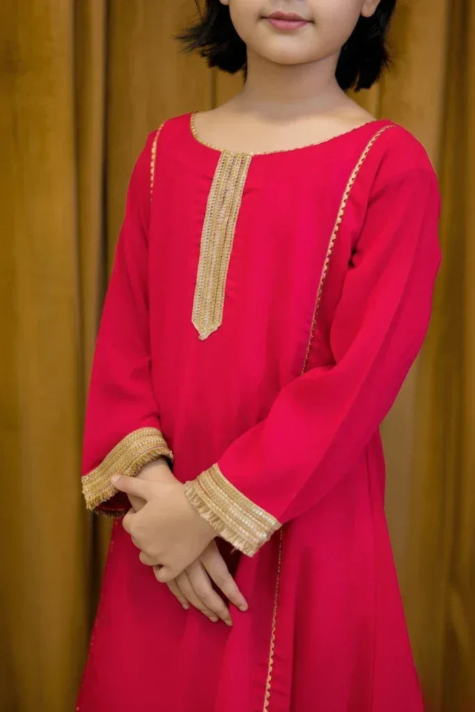 Magenta Georgette 3 Piece Suit - Shadeforteen