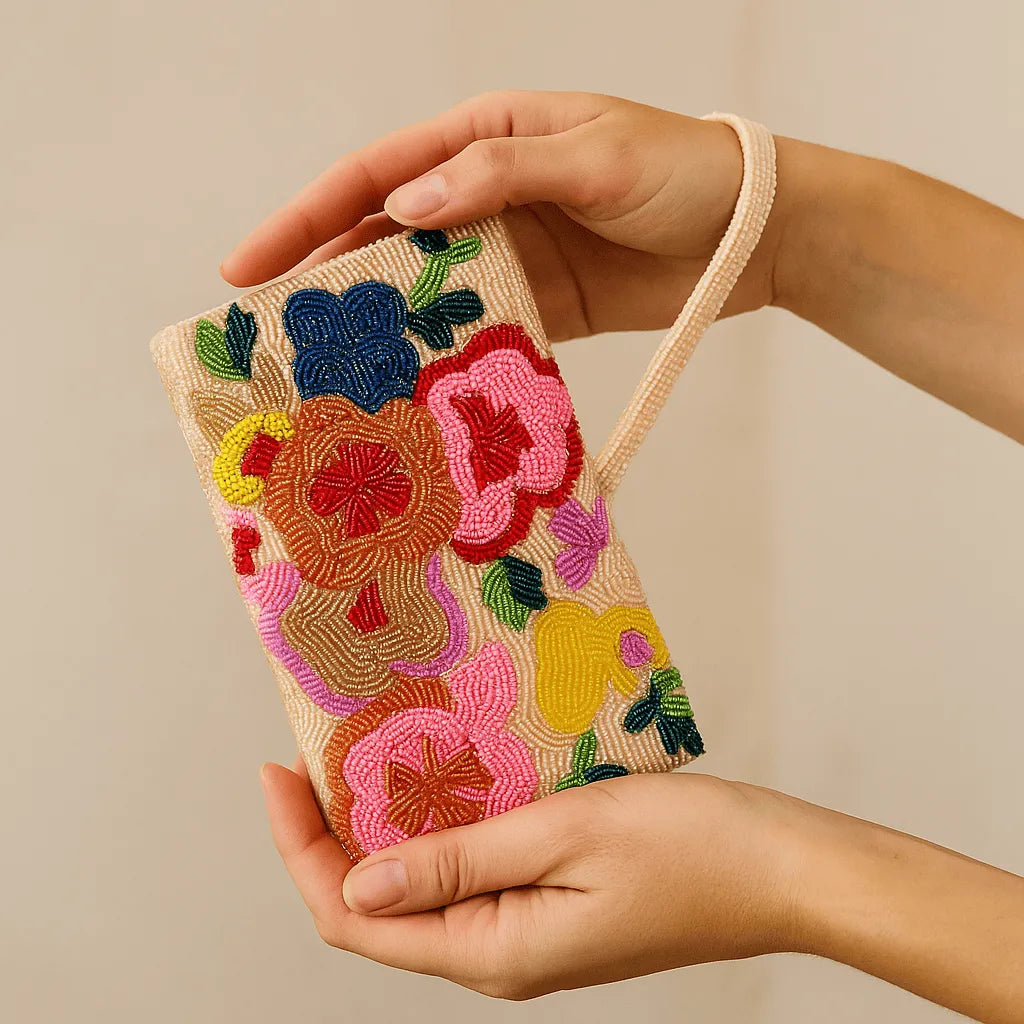 Peach Blossom Beaded Wallet - Lilaycs