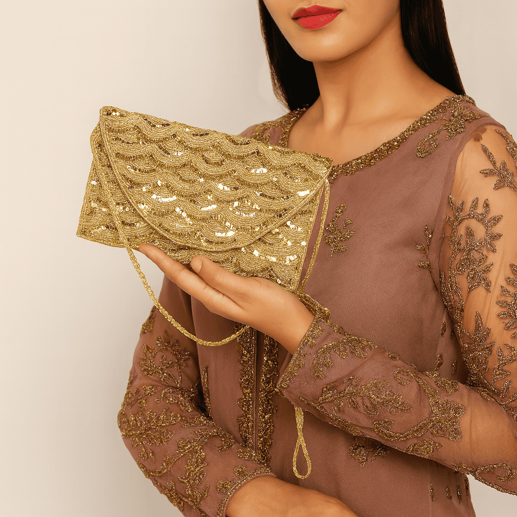 Golden Luxe Clutch - Lilaycs