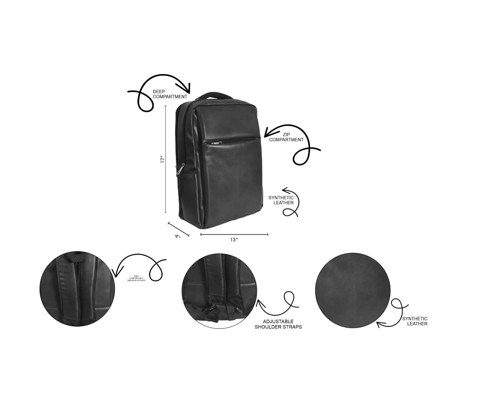 Laptop Bag Pack Black Backpack - Bag X