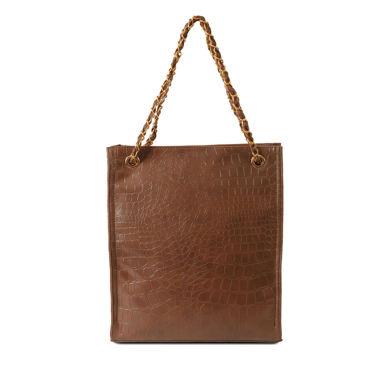 Long Brown Crocodile Tote Bag - Bag X