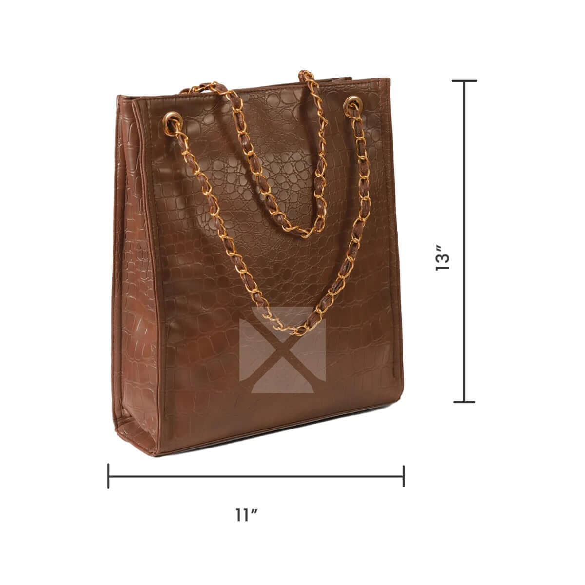 Long Brown Crocodile Tote Bag - Bag X
