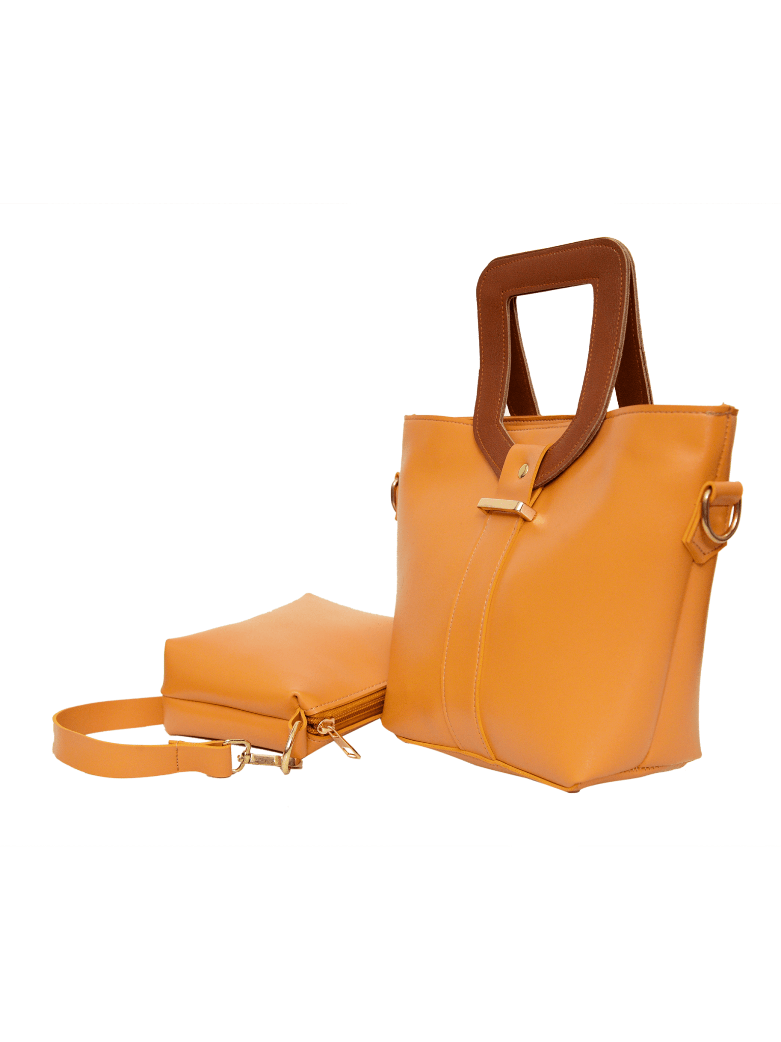 Voyage Yellow Brown Handle Handbag - Bag X