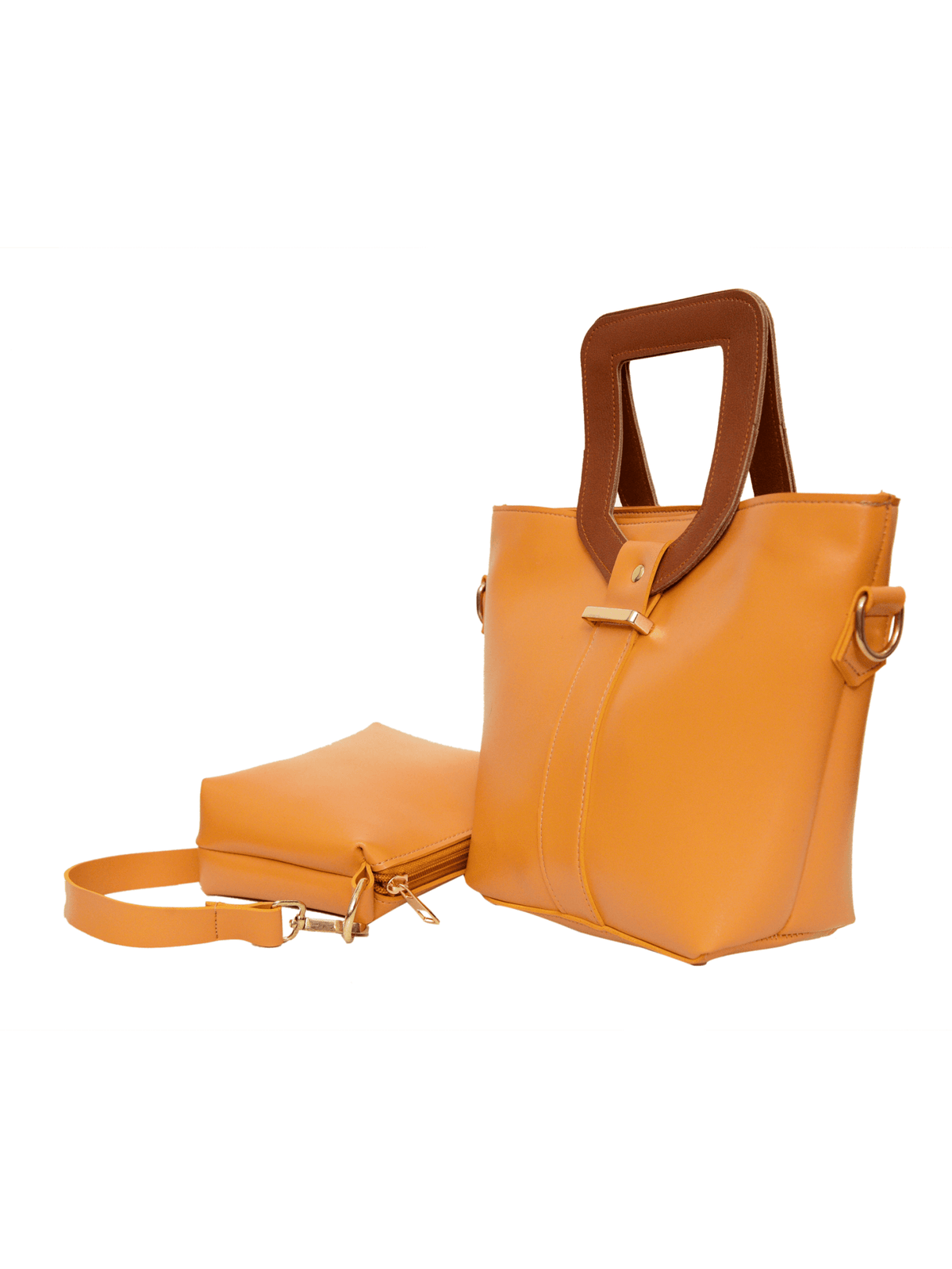 Voyage Yellow Brown Handle Handbag - Bag X