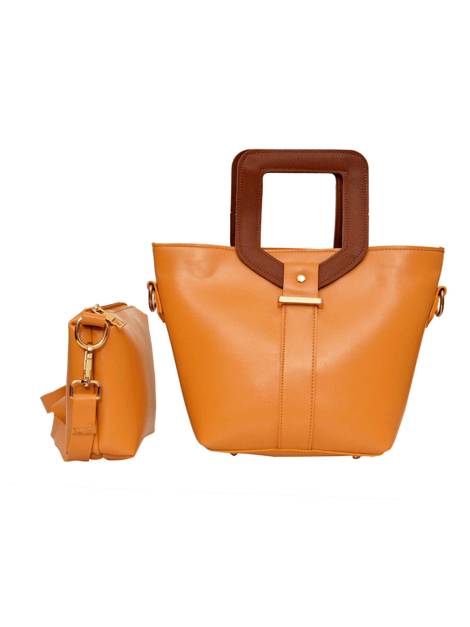 Voyage Yellow Brown Handle Handbag - Bag X