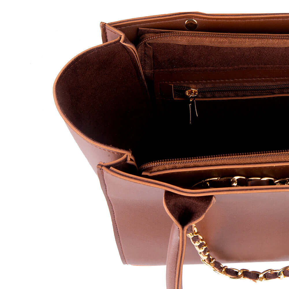 Plush Choco Brown Handbag - Bag X