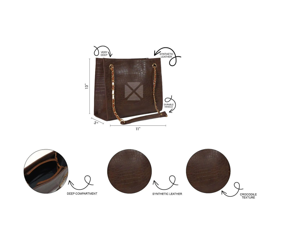 Crocodile Tote Choco Tote Bag - Bag X