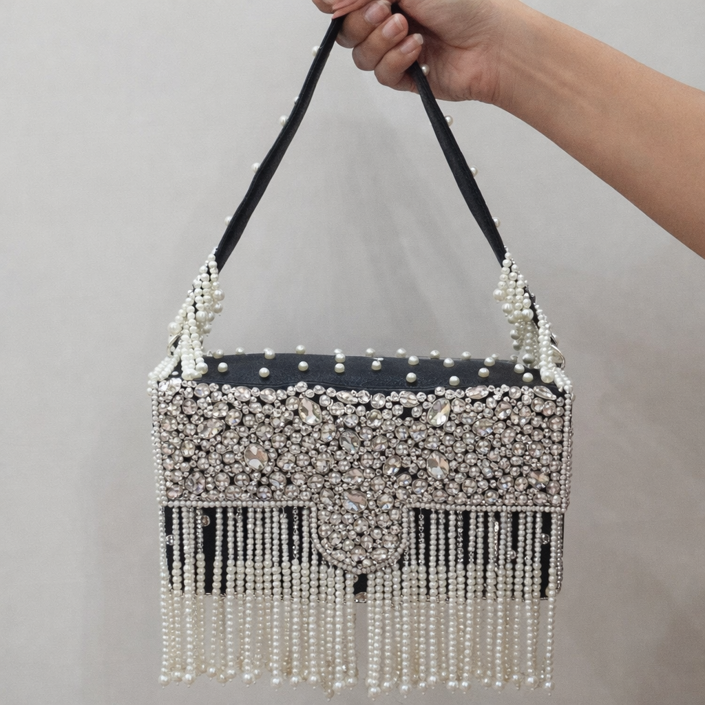 Black Crystal Pearl Bag - Lilaycs