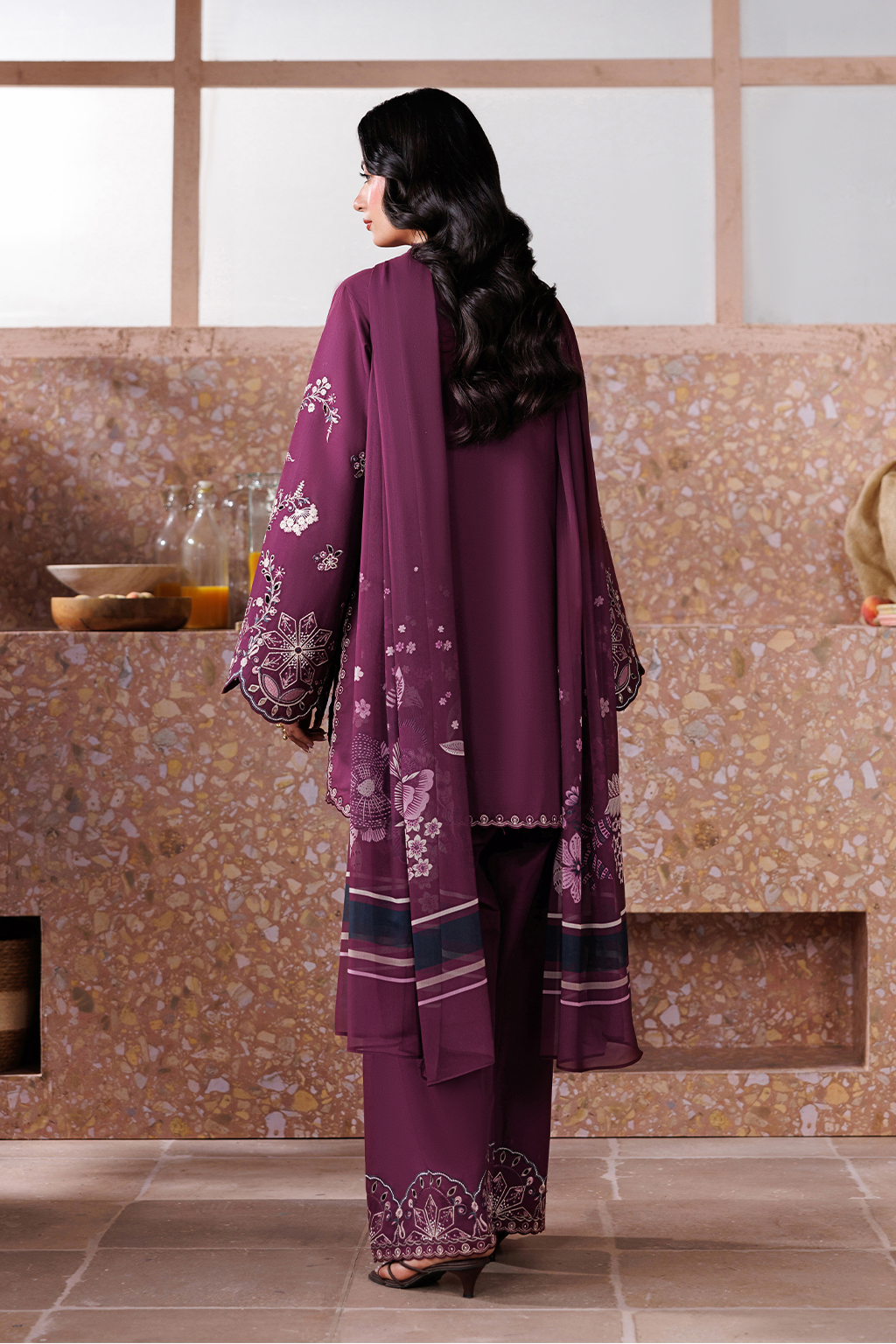 Plum 3Piece Stitched - Tawakal Closet