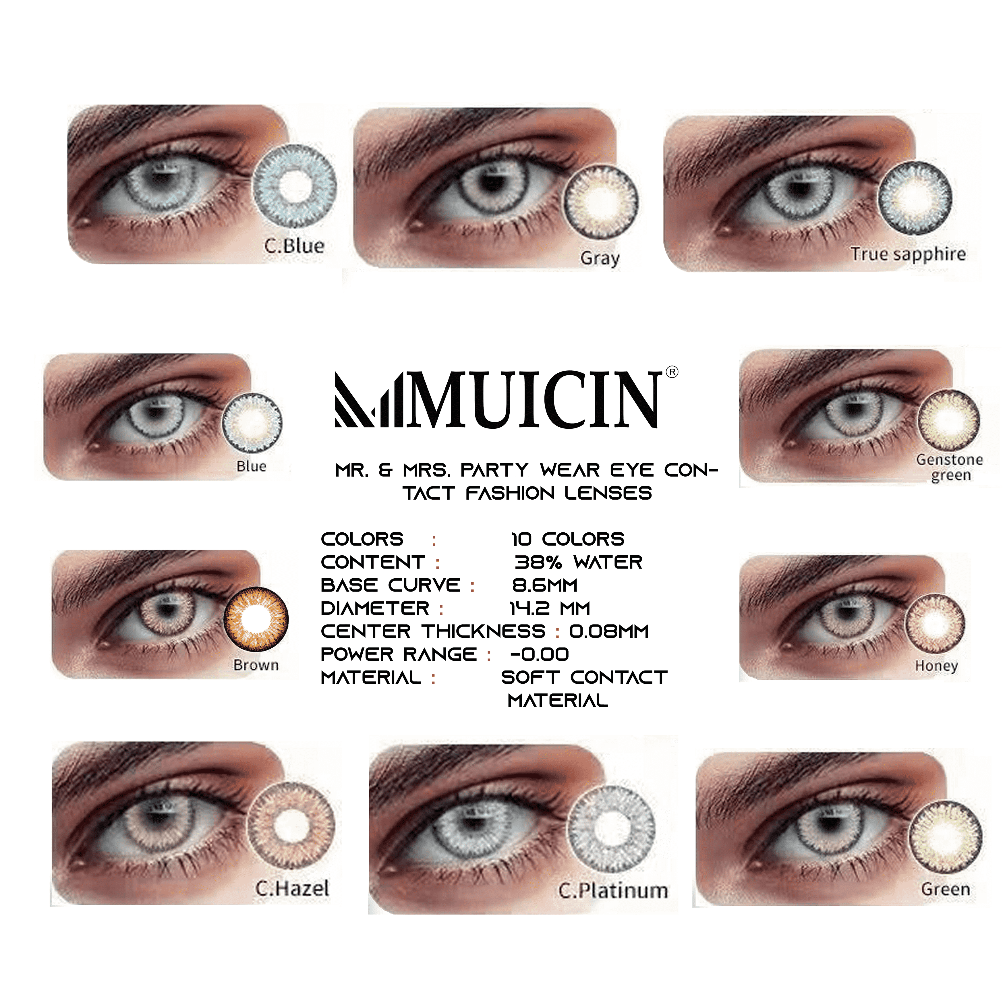 Mr & Mrs Party Colored Contact Lenses - Muicin