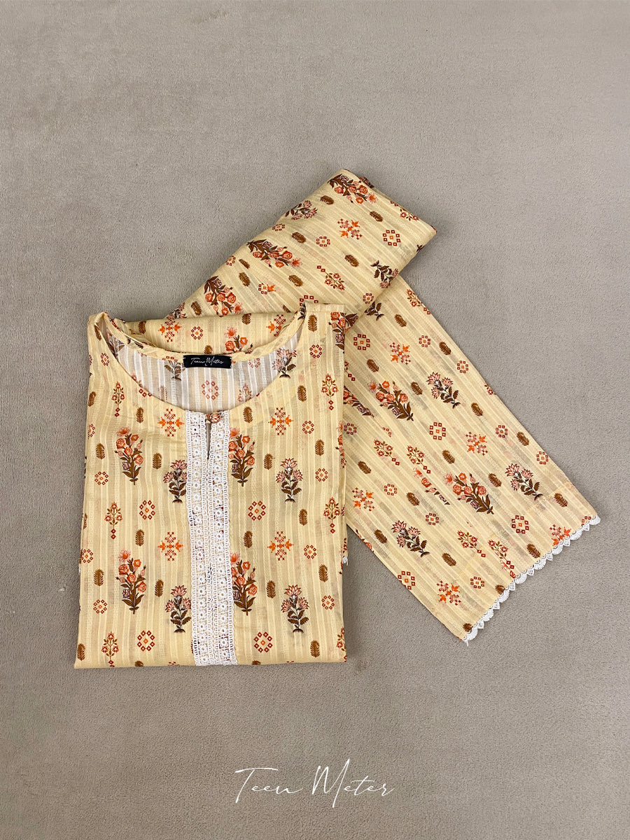 Beige Printed 2pc - Teen Meter