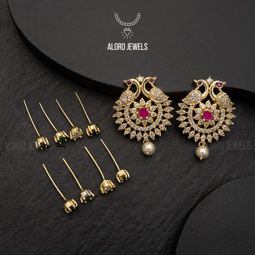 Peacock Changeable Colour Stone Earrings - Aloro Jewels