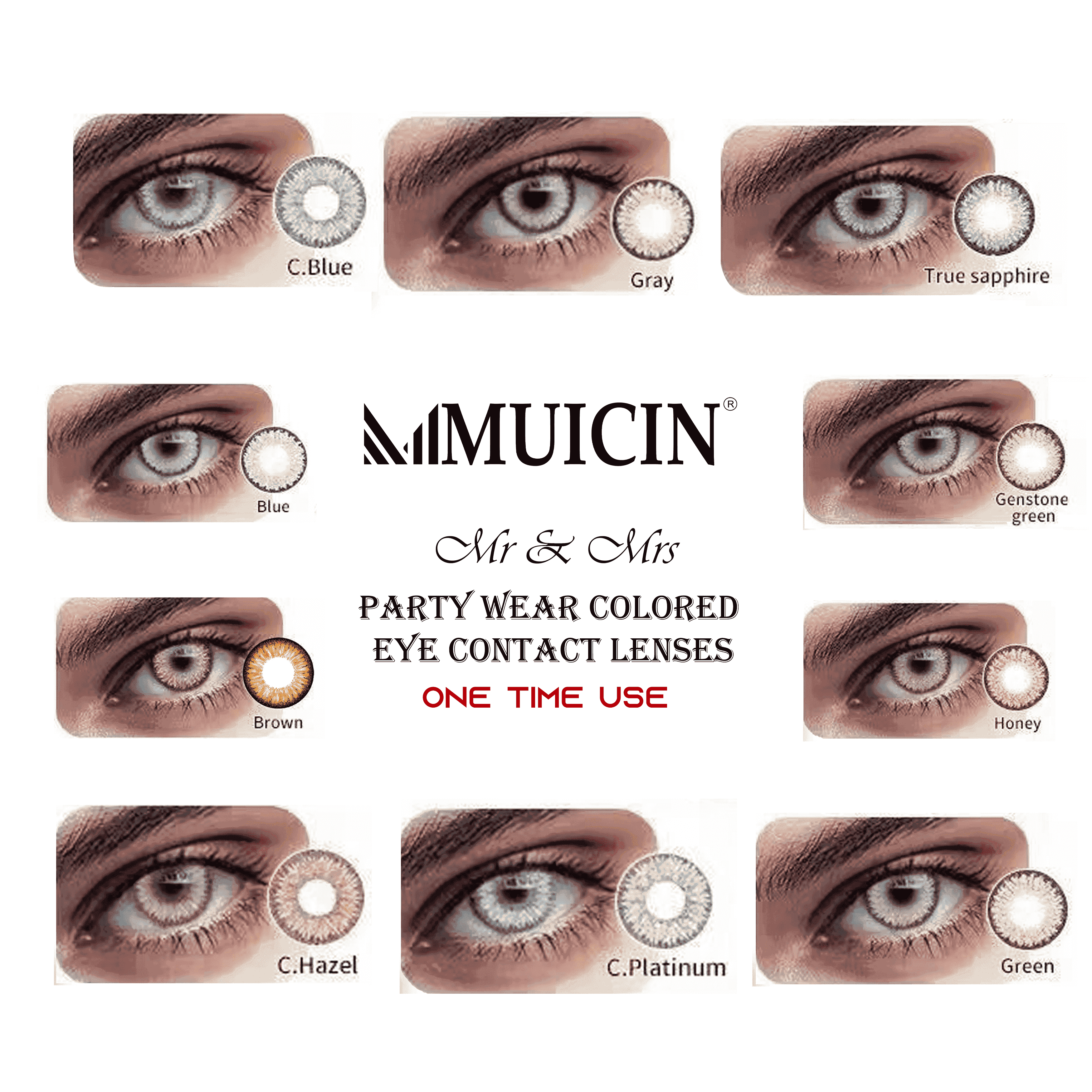 Mr & Mrs Party Colored Contact Lenses - Muicin