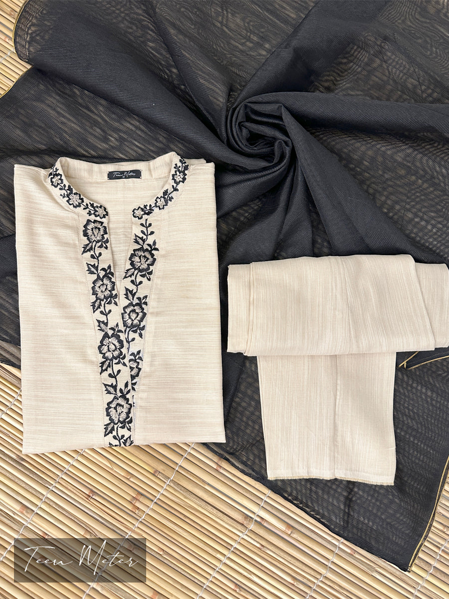 Cream 3pc Khadder - Teen Meter