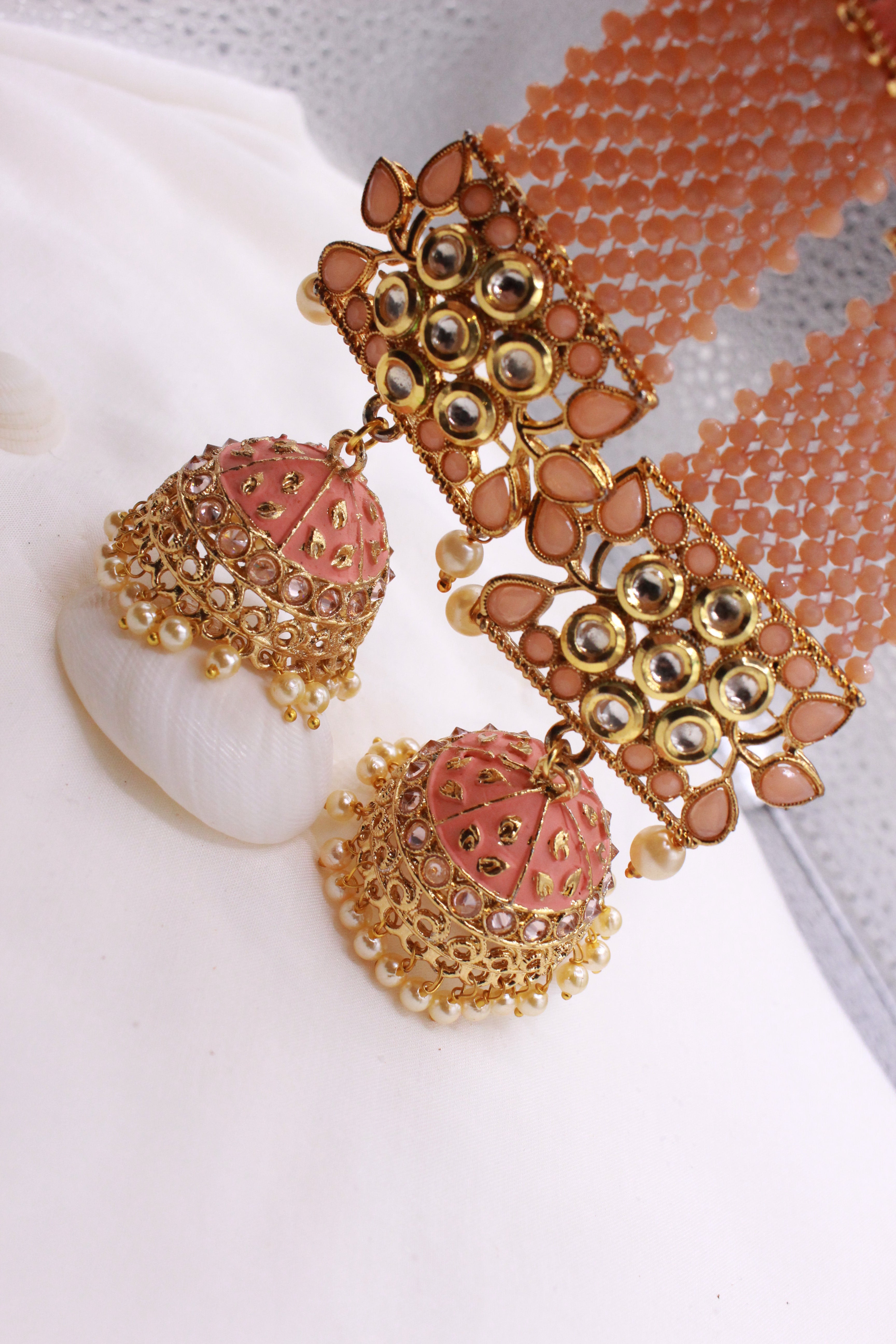Long Stone Jhumke - Aloro Jewels