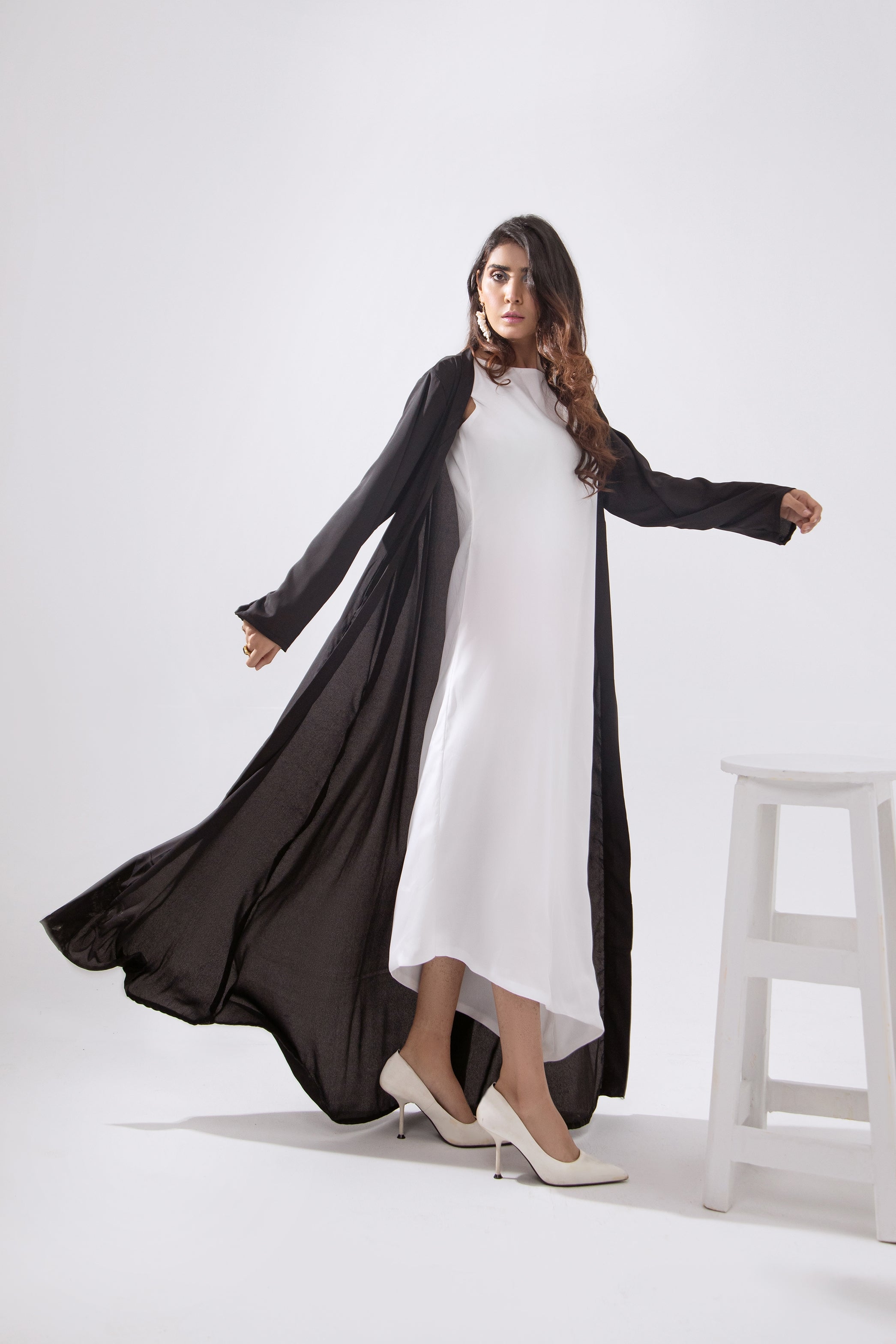 Diagonal Cut Maxi with Cape Black - SYAH