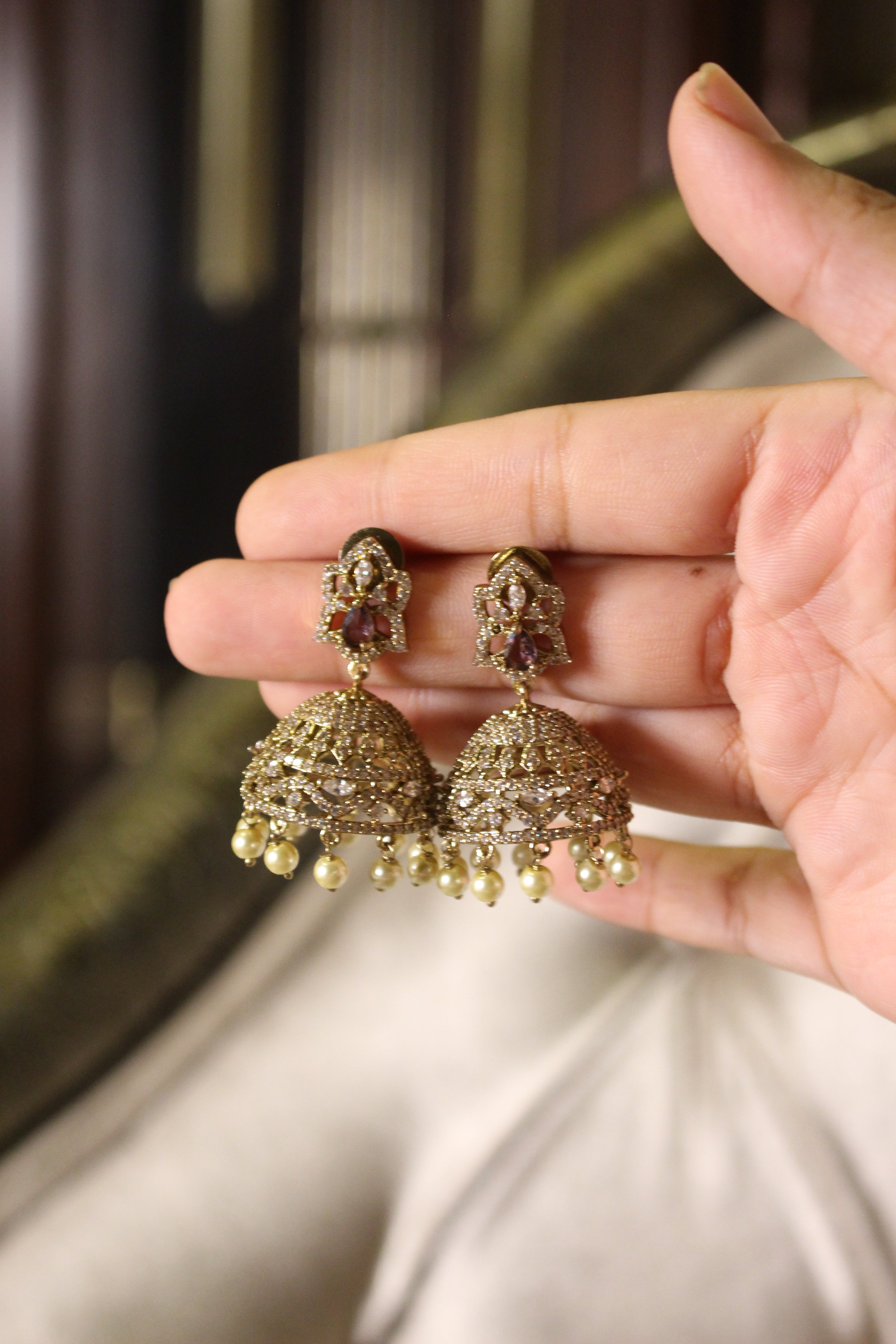 Diamond Style Jhumki Short - Aloro Jewels